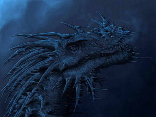 Blue dragon spikes clouds full - a blue dragon free wallpaper for desktop