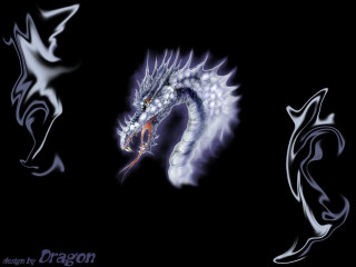 Dragon white designs black background - a dragon free wallpaper for desktop