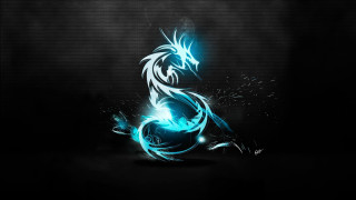 Blue black dragon black surface - dragon free wallpaper