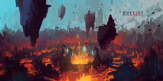 City buildings fire pit blue - anton fadeev free wallpaper
