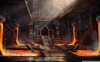 Dark scary hallway fire staircase - scary free wallpaper for desktop