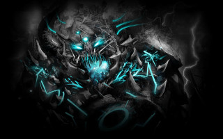 Black blue demonic face numbers - demonic free wallpaper for desktop