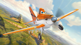 Cartoon airplane cloudy sky green 2 - a cartoon airplane free wallpaper