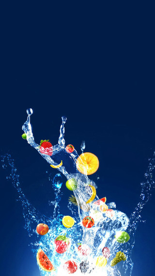 Fruit falling water splash blue - surface free wallpaper for mobile