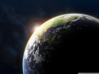Earth space sun horizon clouds - global illumination free wallpaper