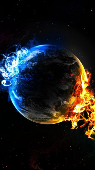 Planet fire smoke core blue - arthur quartley free wallpaper for mobile