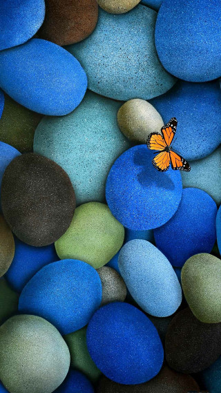 Butterfly rock blue green pebbles 4 - a rock free wallpaper for mobile