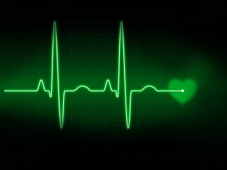 Heartbeat green glow black background - single body free wallpaper for desktop