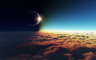 Solar eclipse above clouds bright 2 - above the cloud free wallpaper