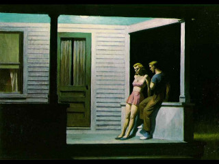 Man woman house open door - edward hopper free wallpaper