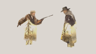 Two men guns facing air - matte drawing free wallpaper