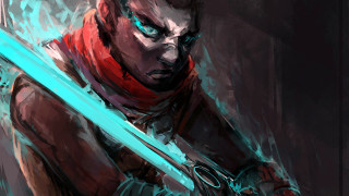 Man sword red shirt blue - anton fadeev free wallpaper