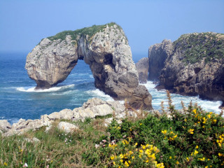 Rock formation ocean arch yellow - arthur b. carles free wallpaper