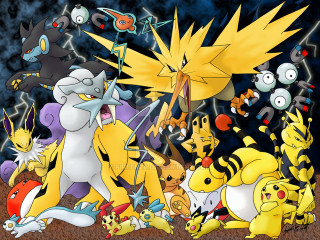 Pokemon group cartoon dark background - else alfelt free wallpaper