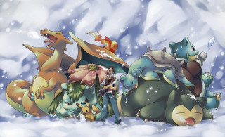 Pokemon snow group friends winter - epic scale free wallpaper for desktop