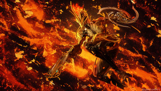 Demonic demon horns sword flames - a demonic looking demon free wallpaper