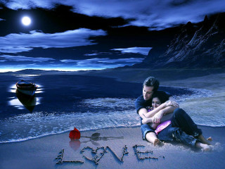 Man woman beach love boat - the word love free wallpaper for desktop