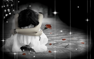 Woman chair rose black background - somber free wallpaper