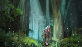 Man walking horse forest path - a forest next free wallpaper