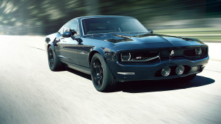 Blue mustang driving road trees 2 - the car free wallpaper for desktop