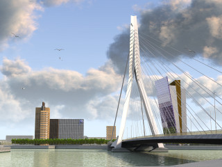 Bridge boat building cloudy sky - colijn de coter free wallpaper