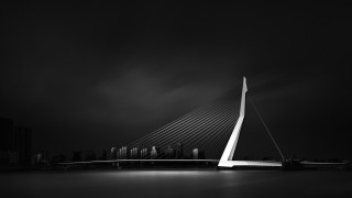 Black white bridge night city - a dark sky free wallpaper