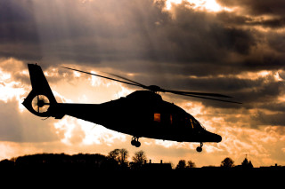 Helicopter flying cloudy sky sunbeams - sunbeam free wallpaper