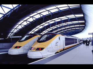 Two trains parked station people - a train station free wallpaper