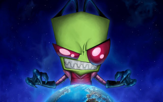 Cartoon green face red eyes - a green face free wallpaper
