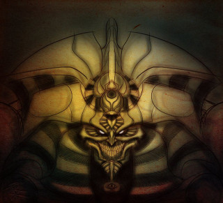 Demon strange face unique appearance - egyptian art free wallpaper for tablet