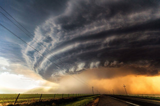 Storm cloud rural road distance - power free wallpaper