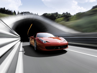 Red sports car tunnel road 2 - a tunnel free wallpaper