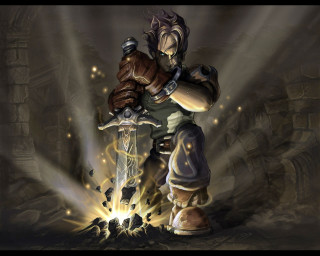 Cartoon character sword cave light 2 - a sword in a cave free wallpaper