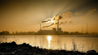 Factory smoke water sunset dawn - dawn free wallpaper