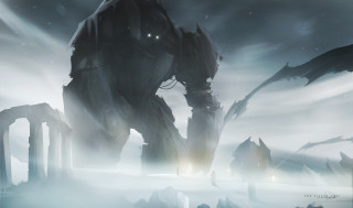 Giant robot foggy sky light - a foggy area free wallpaper