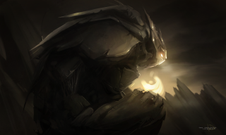 Dark creature glowing eye glowing - a dark forest free wallpaper