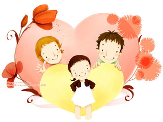 Family heart flowers sitting background - a flowery background free wallpaper