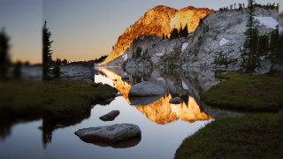 Mountain lake rock formation reflection 2 - a reflection of the mountain free wallpaper