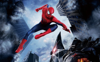 Spider man flying city movie - canvas free wallpaper for desktop