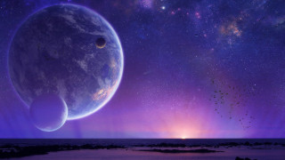 Purple sky moon distant planet 2 - distant free wallpaper