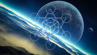 Star mountains planet sky background - a blue line free wallpaper