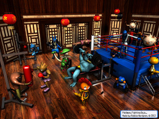 Cartoon characters boxing ring wooden - free happy birthday wallpaper