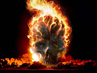 Skull flames black background red - beksinski free wallpaper for desktop