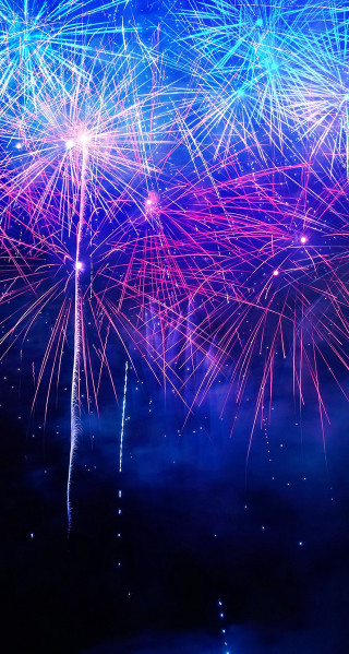 Fireworks sky blue clouds pink - pink free wallpaper