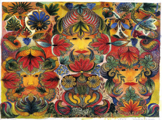 Group people flowers leaves painting - amanda sage free wallpaper