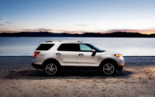 White suv beach sunset mountain - a mountain in the background and a body of water free wallpaper