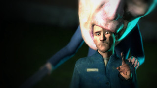 Giant hand man face small - smaller free wallpaper