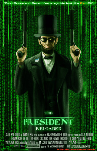 President reloaded man holding two - free cyberpunk wallpaper
