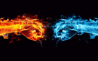 Fire ice black background photo - abstract illusionism free wallpaper
