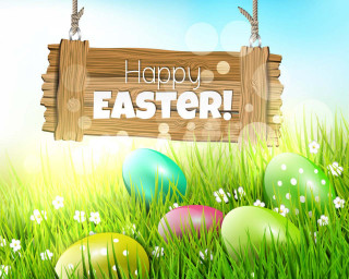Wooden sign happy easter eggs - a wooden sign free wallpaper